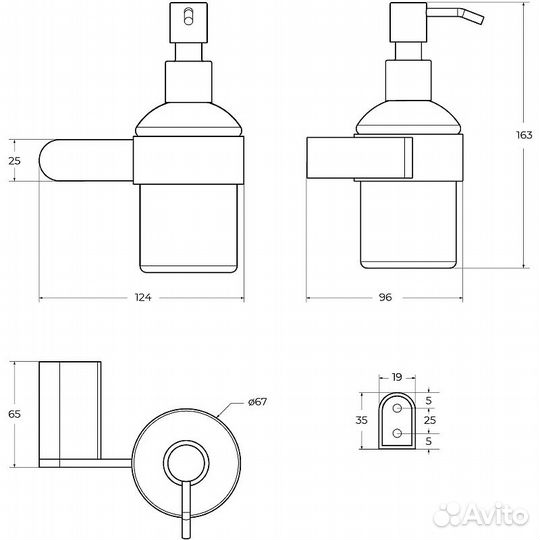 Дозатор мыла Cezares Stylus черн. мат stylus-sois