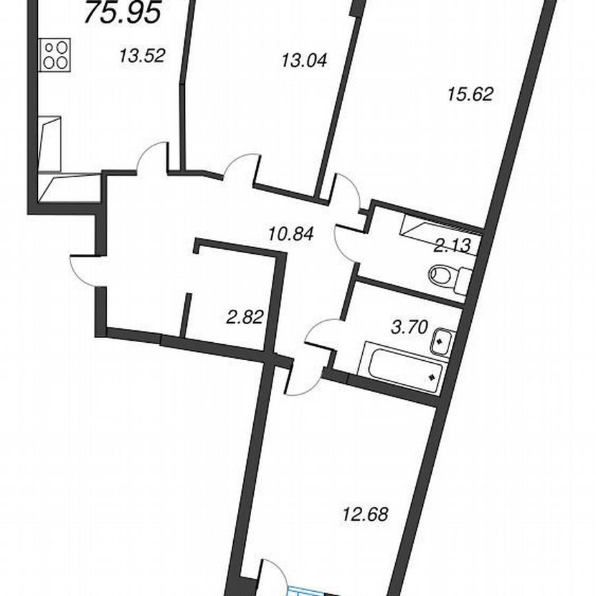 3-к. квартира, 77,6 м², 14/22 эт.