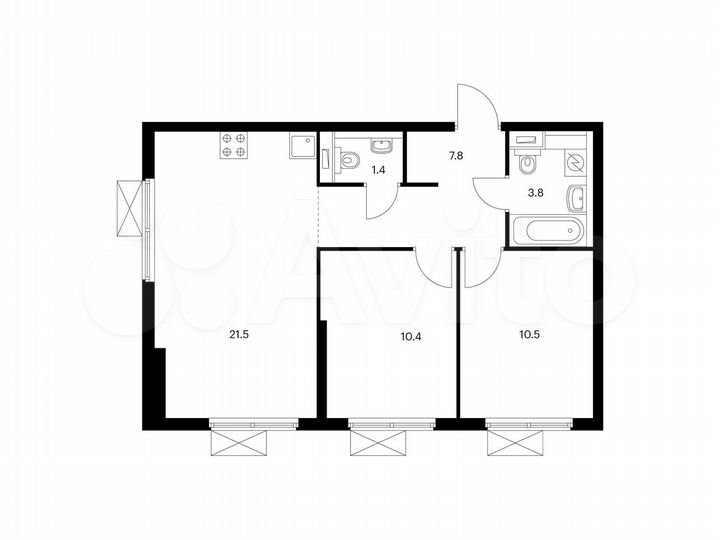 2-к. квартира, 55,4 м², 25/25 эт.