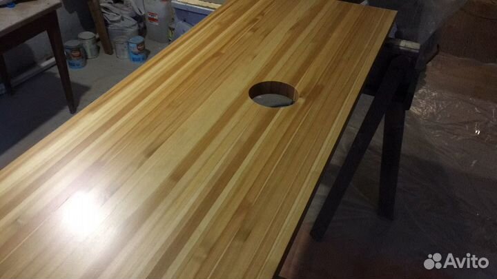 Столешница из дерева в ванную