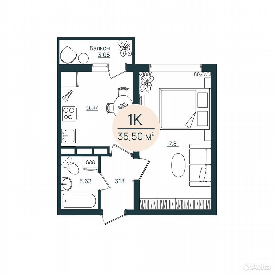 1-к. квартира, 35,5 м², 2/12 эт., Херсон