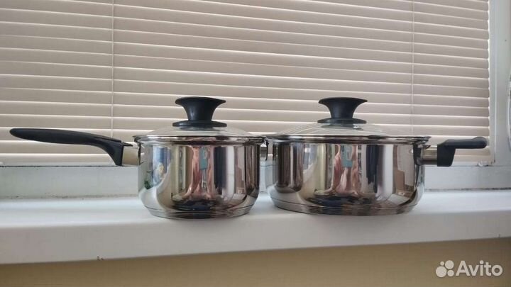 Новый набор кастрюля и ковш с крышками Кулинар