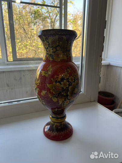 Ваза деревянная хохлома
