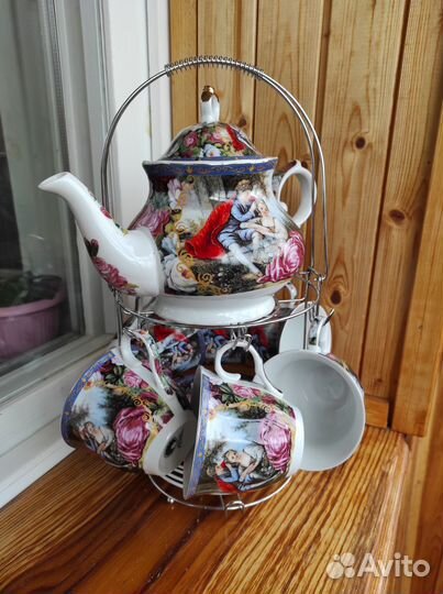 Чайный сервиз Pearl 14 предметов сподставкой новый