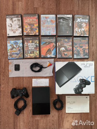 Sony PS2 Super Slim Прошитая, Коробка, 10 Дисков