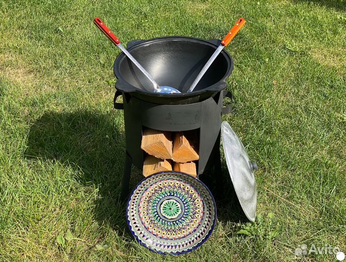 Печь + Казан 10 л + шумовка + половник + ляган 32