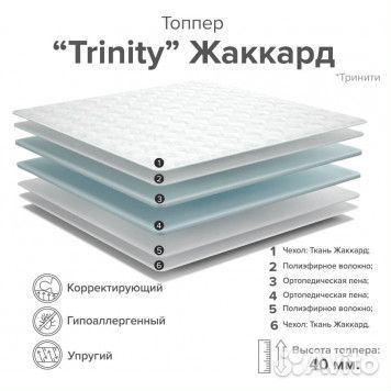 Топпер 4 см Trinity (жаккард) 120х190 см