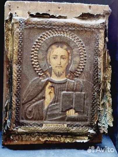 19в. Старинная икона Господь Вседержитель, Иисус Х