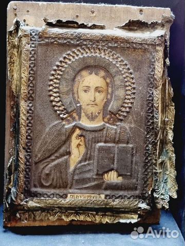 19в. Старинная икона Господь Вседержитель, Иисус Х