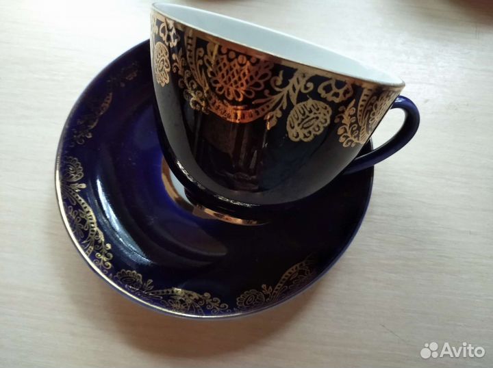 Чайные пары лфз кобальт золотой ажур