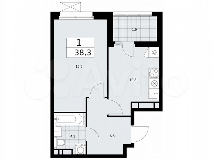 1-к. квартира, 38,3 м², 13/17 эт.