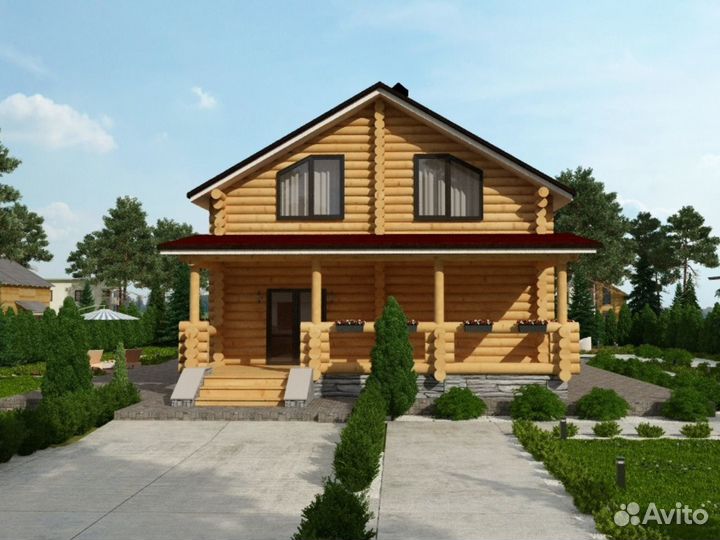 Сруб дома из бревна 210м2. Проект 