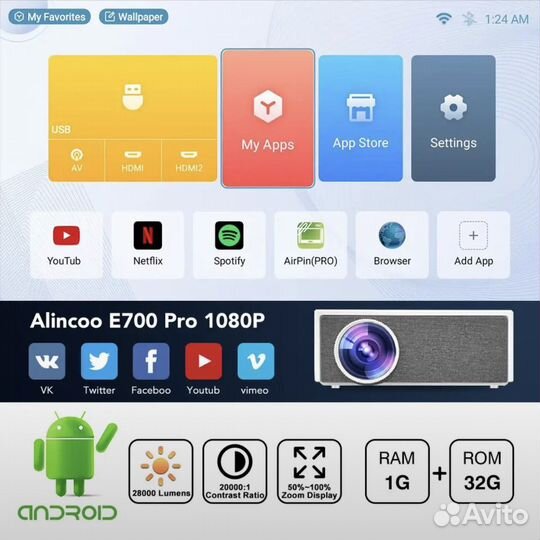 Проектор Alincoo 1080P E700 Pro