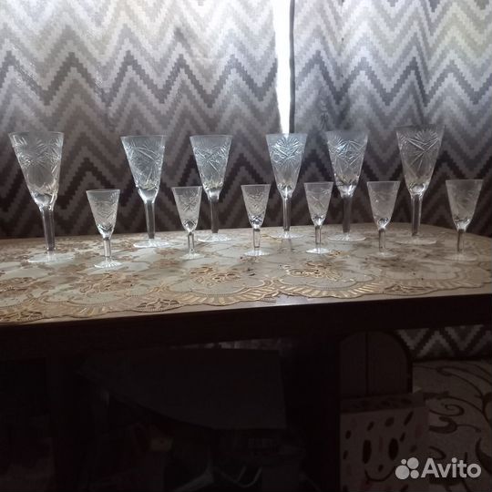 Хрустальные фужеры бокалы СССР и рюмки на ножке