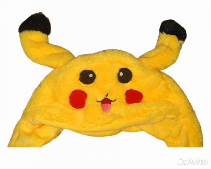 Шапка Пикачу с двигающимися ушками + Игрушка
