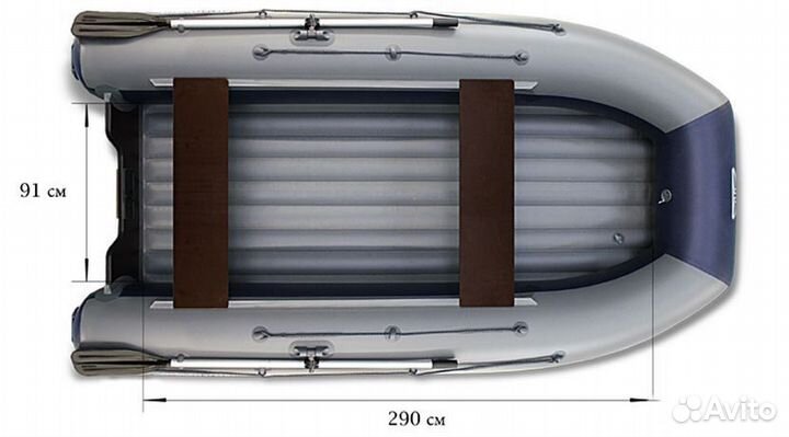 Лодка «флагман – DK 350J» синий/серый