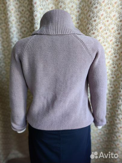Свитер сиреневый 50 воротник хомут шерсть 100%