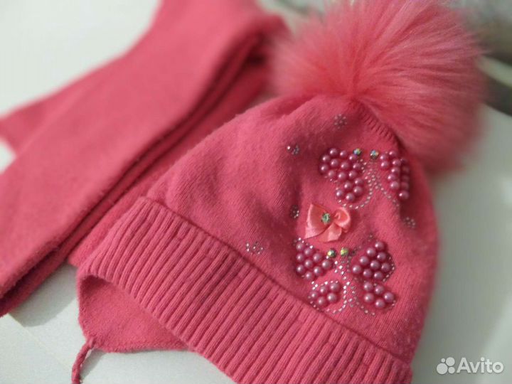 Комплект шапка 48-50 и шарф на возраст 1-1,5