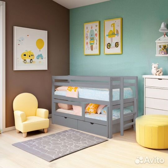 Кровать для 2 детей из березы