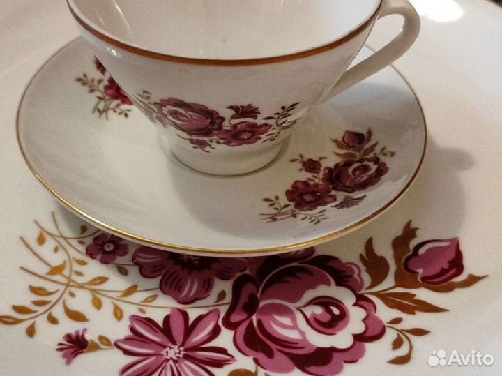 Сервиз чайный ГДР Розовые пионы