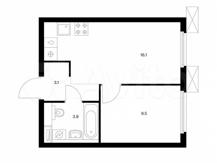 1-к. квартира, 32,6 м², 8/25 эт.