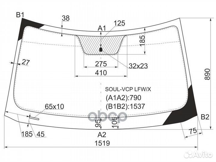 Стекло лобовое в клей KIA soul AM 5D hatchback