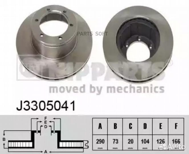 Nipparts J3305041 Диск торм Mits Canter 86