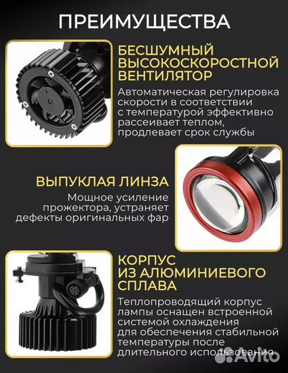 Led лампа h4 с линзой