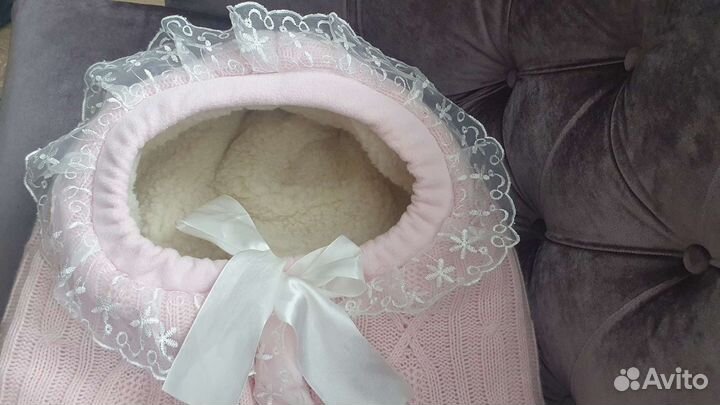 Конверт на выписку и в коляску зимний для девочки