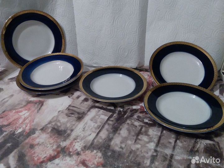 Кобальт.чайные пары.тарелки СССР лфз