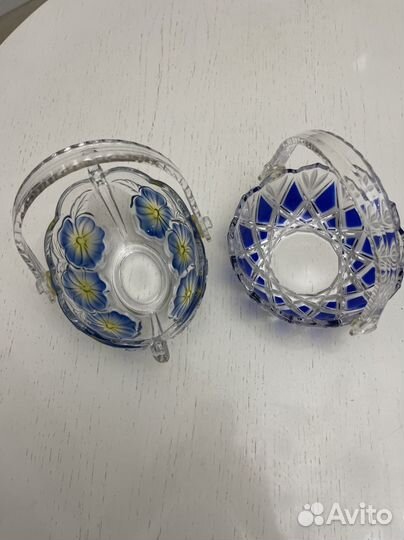 Ваза конфетница цветное стекло