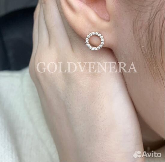 Золотые серьги пусеты 585 пробы винт