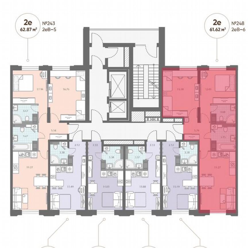 2-к. квартира, 61,6 м², 3/18 эт.