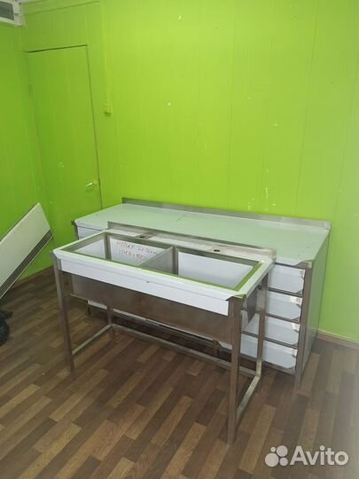 Двух моечная ванна из нержавеющей стали 1145x500