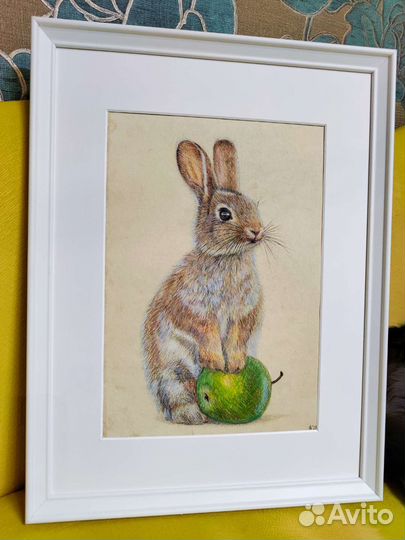 Картина кролик в раме