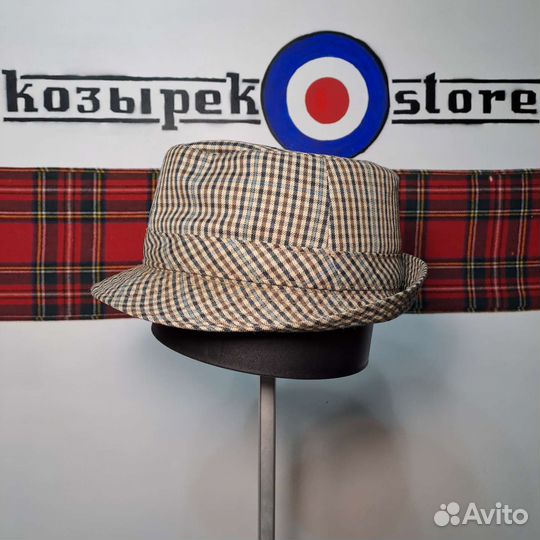 Винтажная клетчатая трилби шляпа