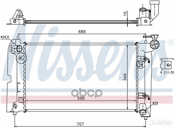 Радиатор 600x350 toyota Corolla 1.4VVT-i/1.6V
