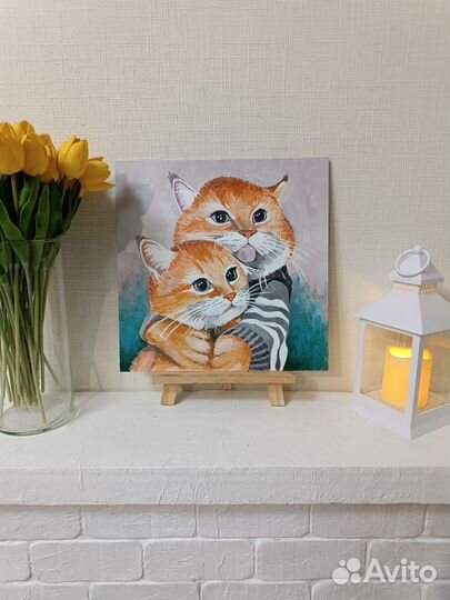 Картина акрилом Коты