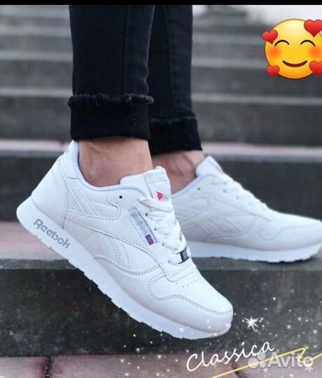 Кроссовки reebok женские, белые, 39р. Стелька25см