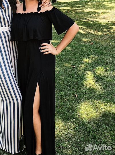 Черное платье в пол