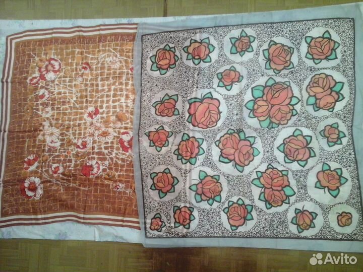 Платки головные жен СССР 50-70-х г, б/у разные 9шт