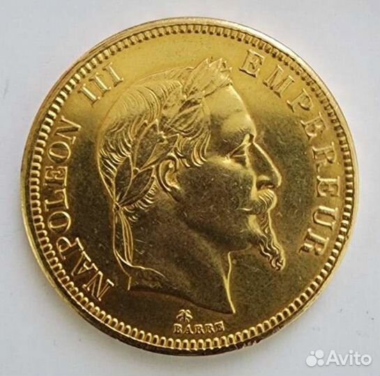 Золотые монета 100 Франков 1869 год