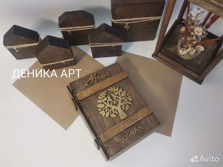 Фотоальбом с деревянной обложкой