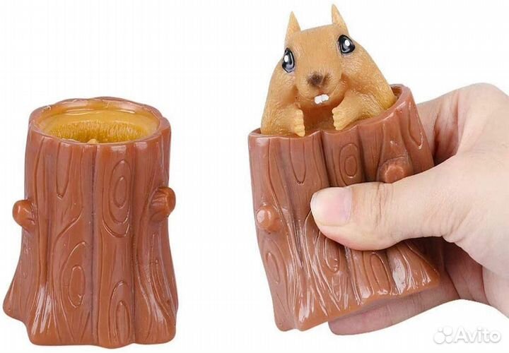 Игрушка-антистресс Белка в дупле