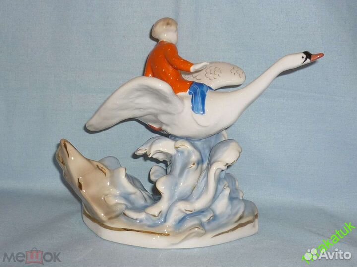 Гуси лебеди, мальчик на гусе. дулево 1966 год