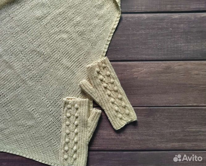 Комплект косынка+митенки