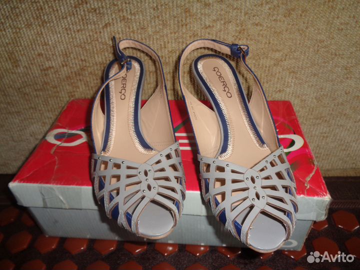 Туфли летние женские серо-синие (пр-во Бразилия)