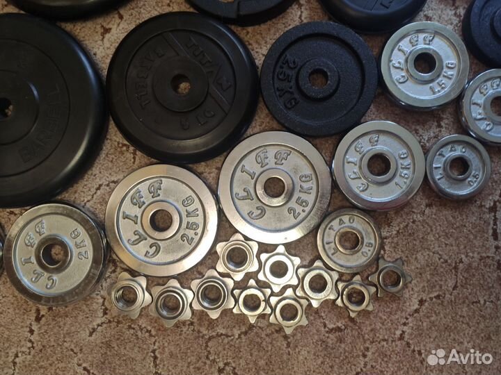 Штанга с блинами, гантеля с блинами