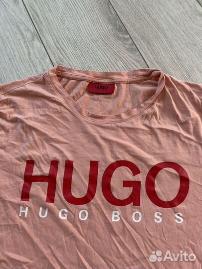 Персиковая футболка Hugo Boss L оригинал