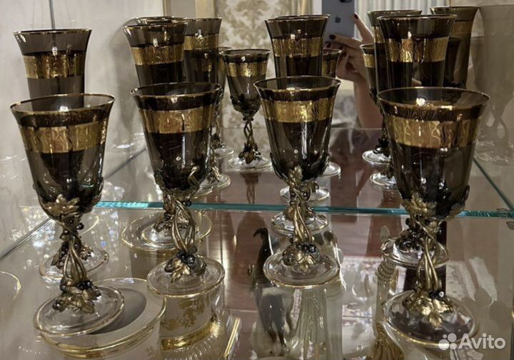 Эксклюзивные бокалы богемское стекло ручной работы